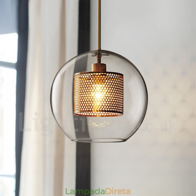 Decoração moderna minimalista estilo nórdico café bola de vidro luz pingente de cabeça única