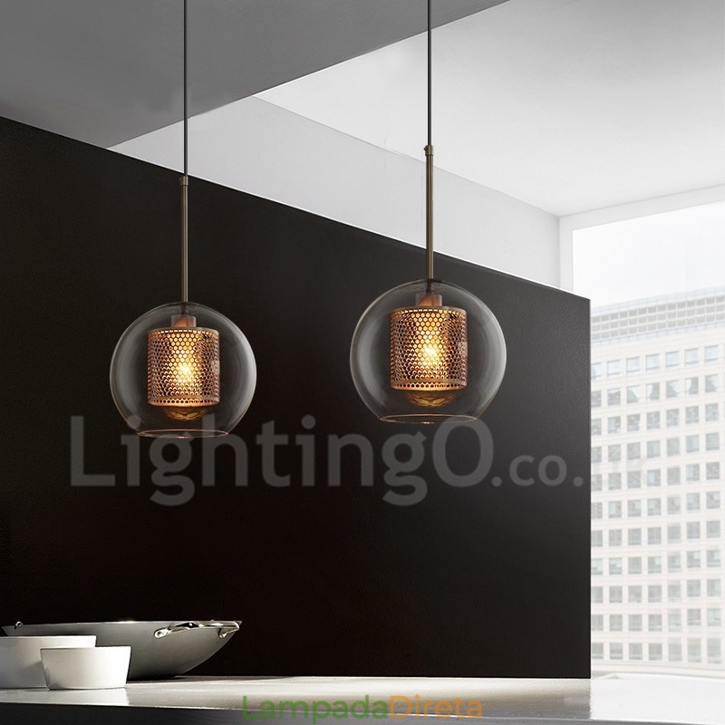 Decoração moderna minimalista estilo nórdico café bola de vidro luz pingente de cabeça única