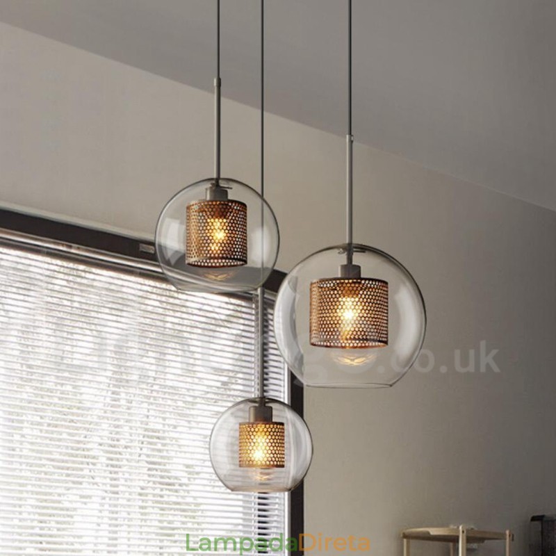 Decoração moderna minimalista estilo nórdico café bola de vidro luz pingente de cabeça única