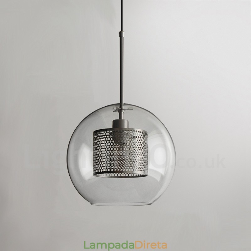 Decoração moderna minimalista estilo nórdico café bola de vidro luz pingente de cabeça única