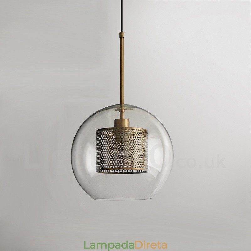 Decoração moderna minimalista estilo nórdico café bola de vidro luz pingente de cabeça única