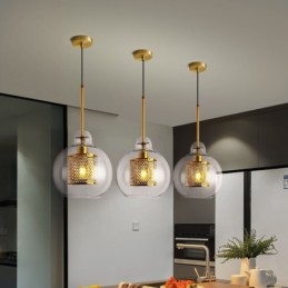 Decoração moderna minimalista estilo nórdico café bola de vidro luz pingente de cabeça única