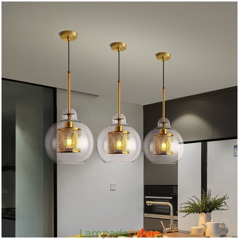Decoração moderna minimalista estilo nórdico café bola de vidro luz pingente de cabeça única