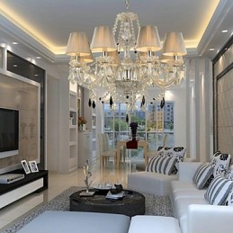 Lustre de cristal luxo moderno 1 níveis sala de estar 6 luzes