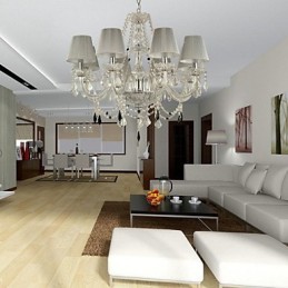Lustre de cristal luxo moderno 1 níveis sala de estar 6 luzes