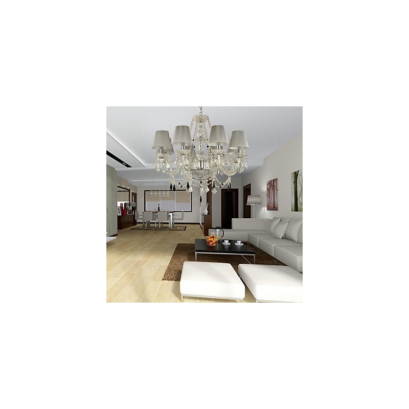 Lustre de cristal luxo moderno 1 níveis sala de estar 6 luzes