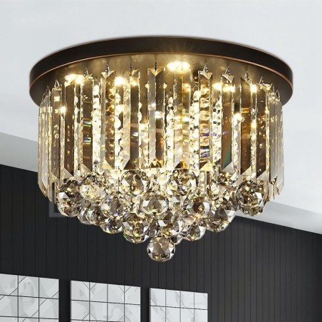 Luzes de teto de cristal cinza redondas retrô Luzes de teto de cristal cinza redondas retrô