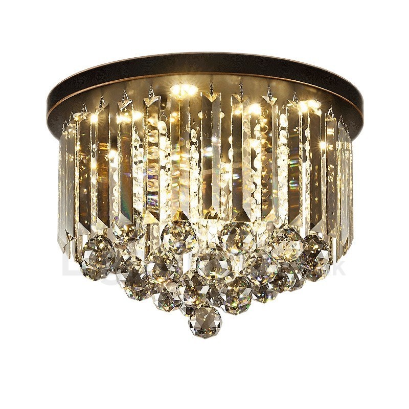 Luzes de teto de cristal cinza redondas retrô