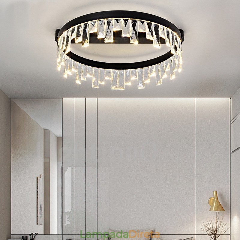 Luminária de Teto Circular Criativa Minimalista Moderna de Cristal