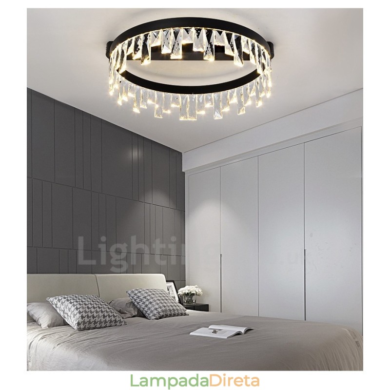 Luminária de Teto Circular Criativa Minimalista Moderna de Cristal