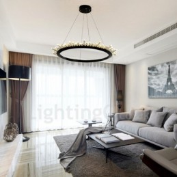 Luminária pendente de cristal em formato de anel moderno