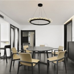 Luminária pendente de cristal em formato de anel moderno