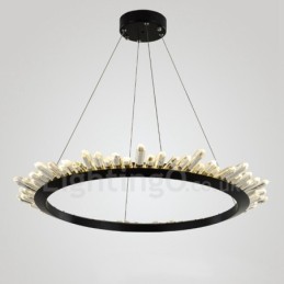 Luminária pendente de cristal em formato de anel moderno