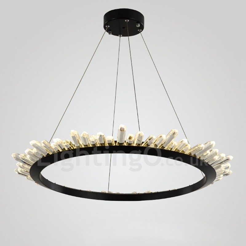 Luminária pendente de cristal em formato de anel moderno