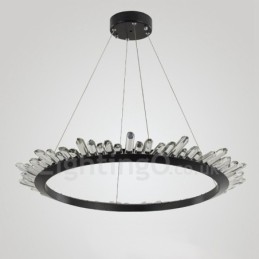 Luminária pendente de cristal em formato de anel moderno