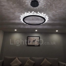 Luminária pendente de cristal em formato de anel moderno