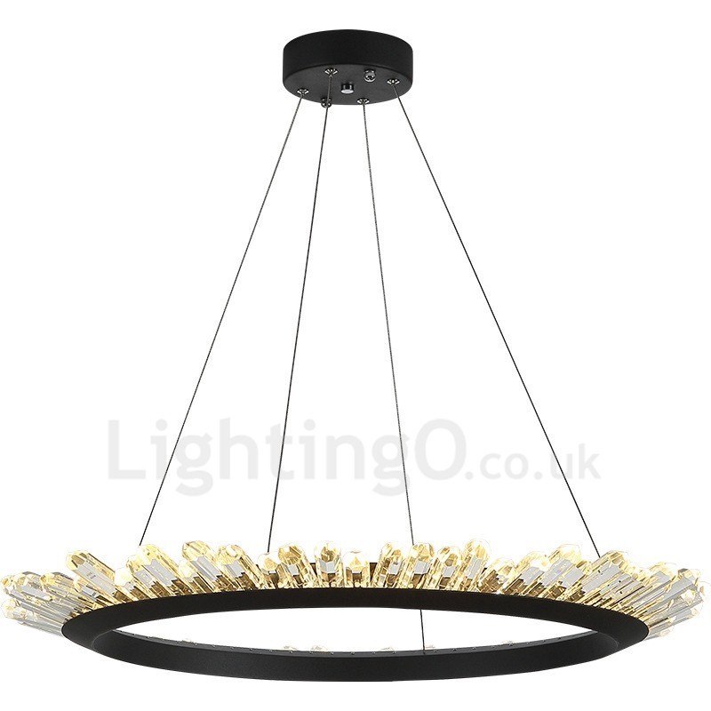 Luminária pendente de cristal em formato de anel moderno