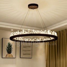 Luminária pendente de cristal com design de círculo requintado