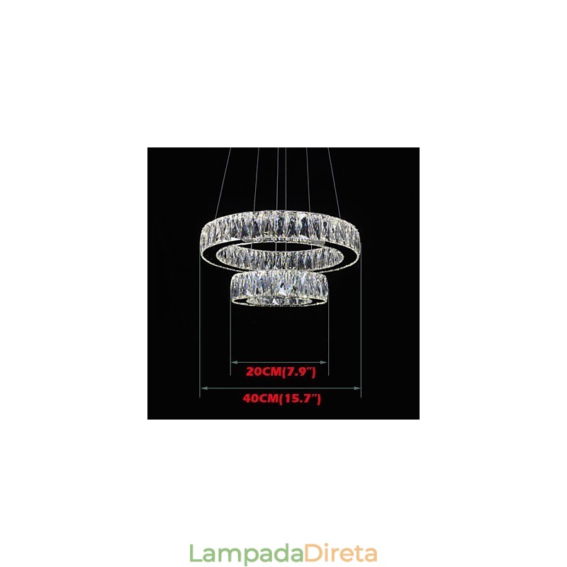 Lustre de cristal Luzes Iluminação moderna Dois anéis D2040 K9 Grandes luminárias de teto de cristal para casa