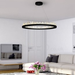 Luminária pendente de cristal com design de círculo requintado