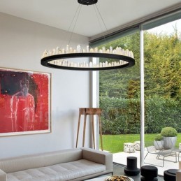 Luminária pendente de cristal com design de círculo requintado
