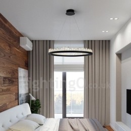 Luminária pendente de cristal com design de círculo requintado
