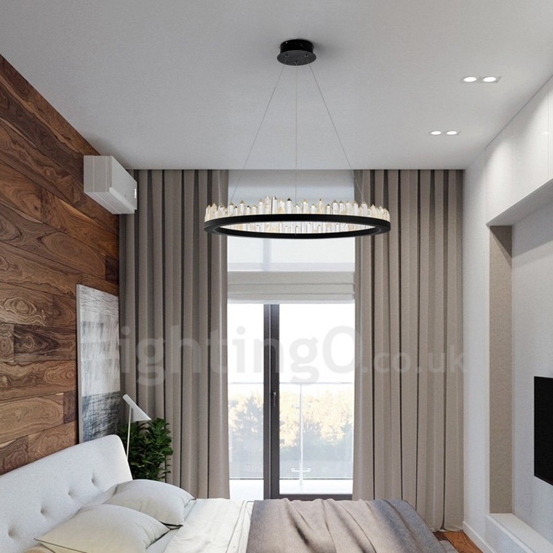 Luminária pendente de cristal com design de círculo requintado