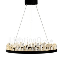 Luminária pendente de cristal com design de círculo requintado