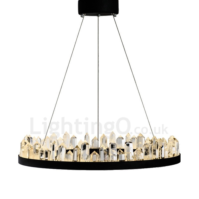 Luminária pendente de cristal com design de círculo requintado