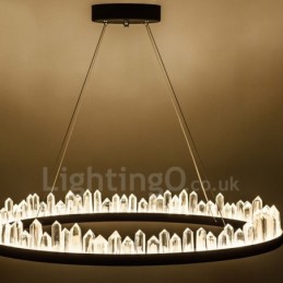 Luminária pendente de cristal com design de círculo requintado