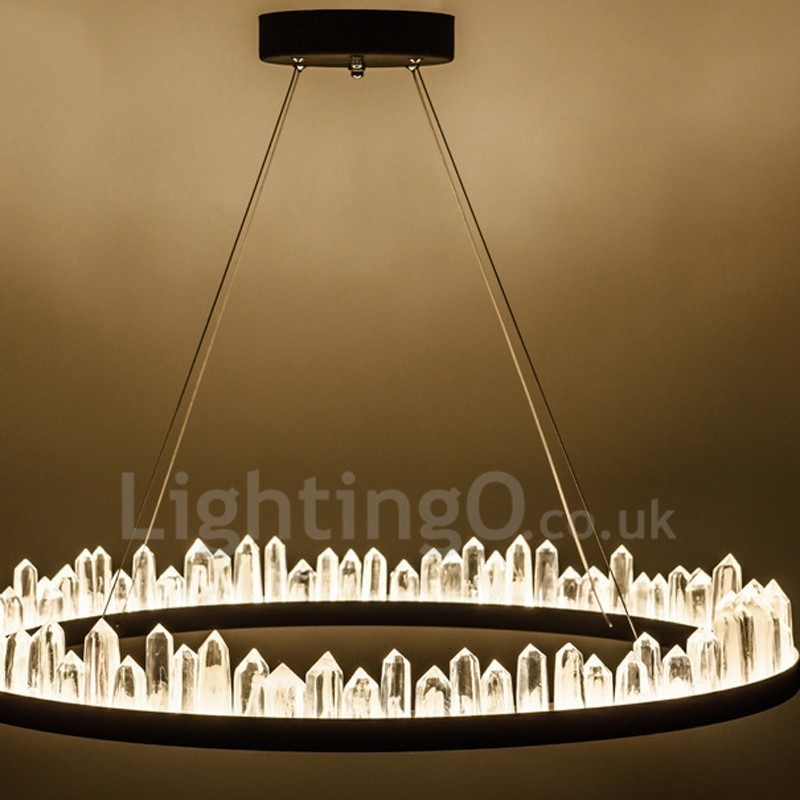 Luminária pendente de cristal com design de círculo requintado
