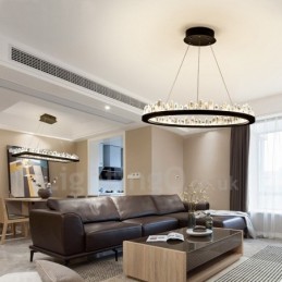 Luminária pendente de cristal com design de círculo requintado
