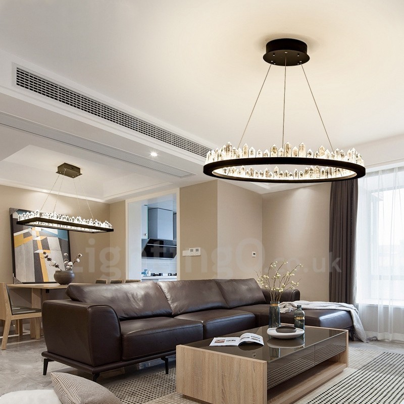 Luminária pendente de cristal com design de círculo requintado
