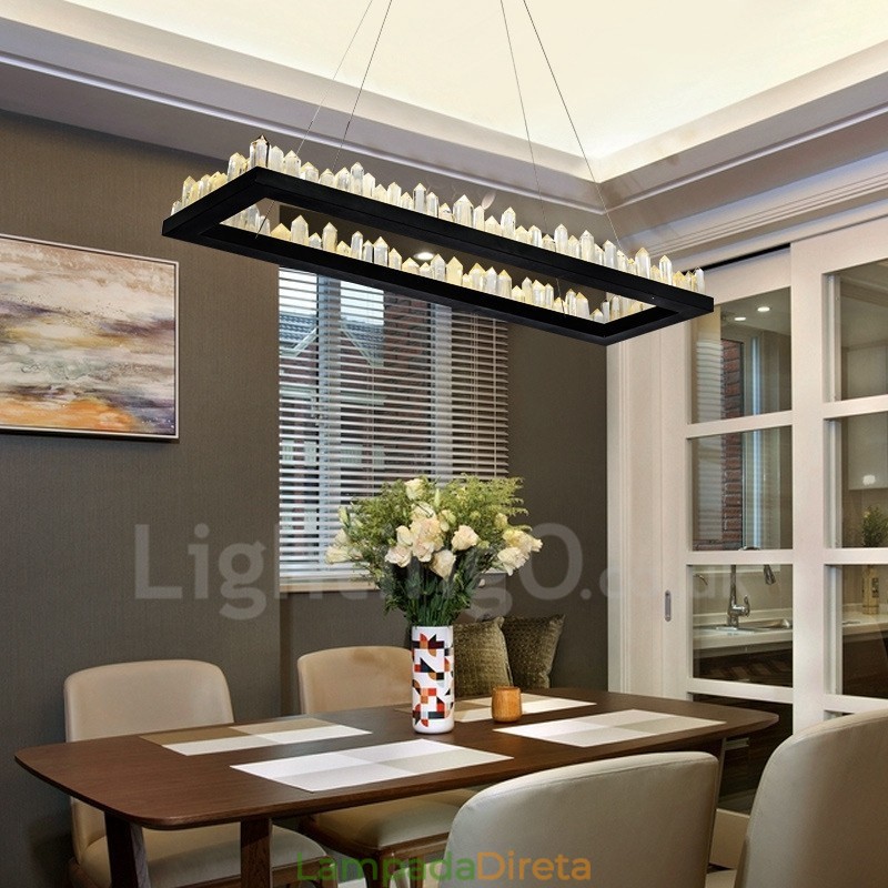 Luminária pendente retangular de cristal com design mais recente