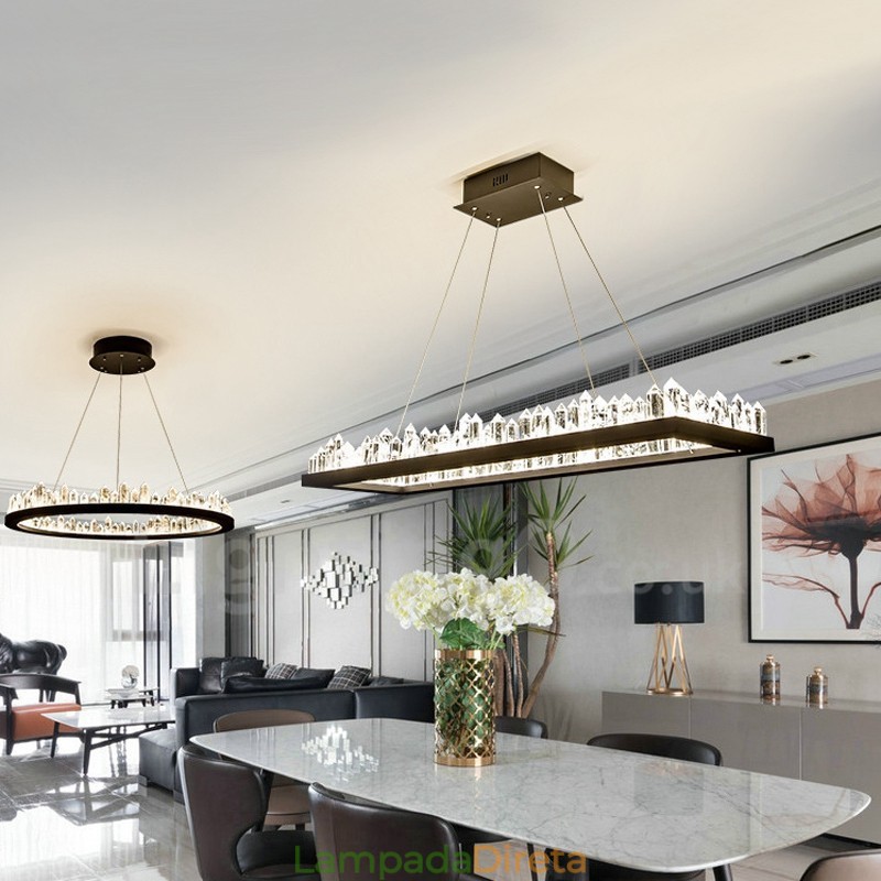 Luminária pendente retangular de cristal com design mais recente