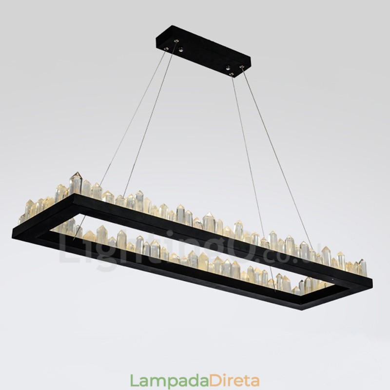 Luminária pendente retangular de cristal com design mais recente
