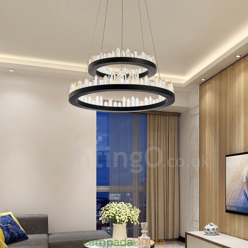Modern Fashion Double Circle Cristal Pendant Light