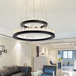 Modern Fashion Double Circle Cristal Pendant Light