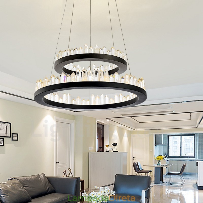 Modern Fashion Double Circle Cristal Pendant Light