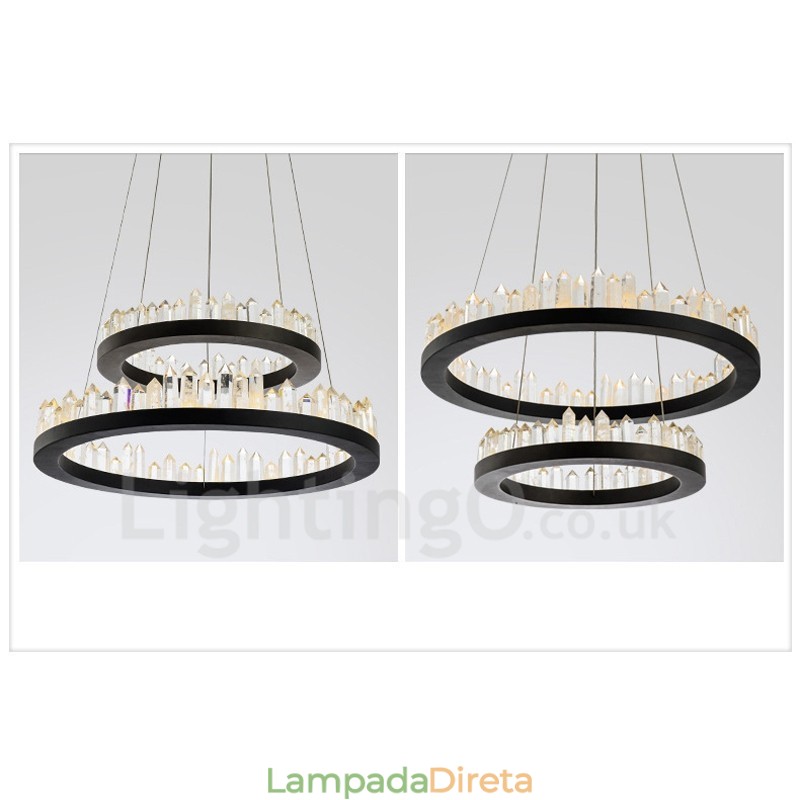 Modern Fashion Double Circle Cristal Pendant Light