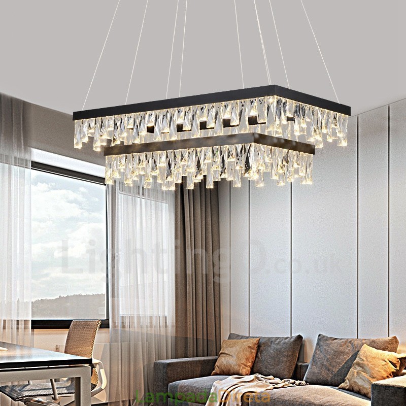 Luminária pendente de cristal nórdico Luminária pendente retangular de atmosfera Iluminação pós-moderna