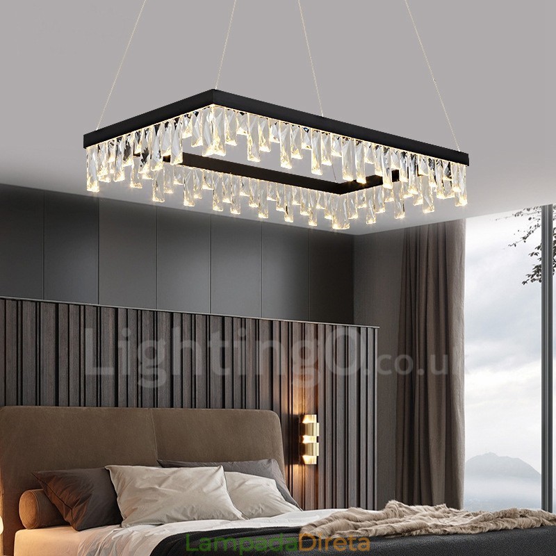 Luminária pendente de cristal nórdico Luminária pendente retangular de atmosfera Iluminação pós-moderna
