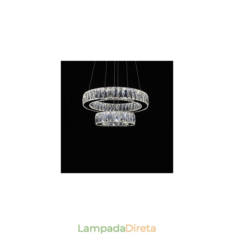 Lustre de cristal Luzes Iluminação moderna Dois anéis D2040 K9 Grandes luminárias de teto de cristal para casa