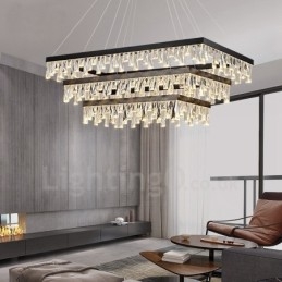 Luminária pendente de cristal nórdico Luminária pendente retangular de atmosfera Iluminação pós-moderna