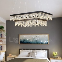Luminária pendente de cristal nórdico Luminária pendente retangular de atmosfera Iluminação pós-moderna