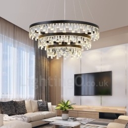 Luminária pendente de cristal com design circular moderno