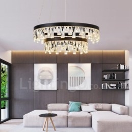 Luminária pendente de cristal com design circular moderno