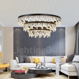 Luminária pendente de cristal com design circular moderno