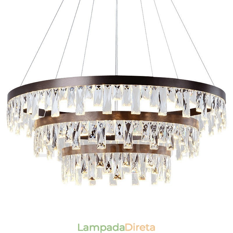 Luminária pendente de cristal com design circular moderno