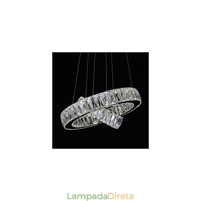 Lustre de cristal Luzes Iluminação moderna Dois anéis D2040 K9 Grandes luminárias de teto de cristal para casa